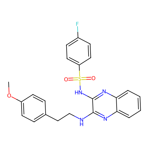 4-fluoro-N-(3-{[2-(4-methoxyphenyl)ethyl]amino}quinoxalin-2-yl)benzenesulfonamide structure