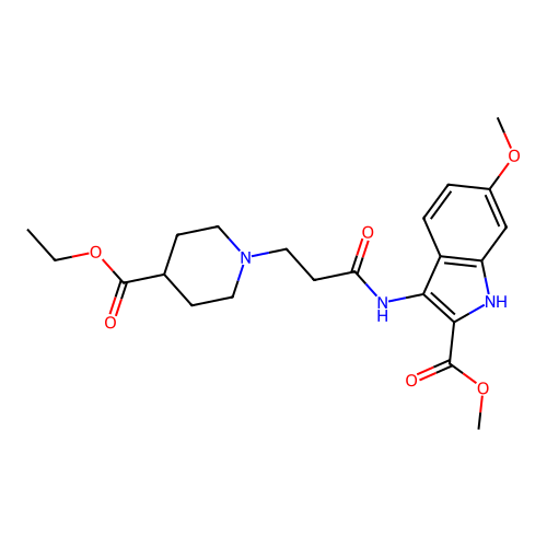 Methyl 3-[3-(4-ethoxycarbonyl-1-piperidyl)propanoylamino]-6-methoxy-1H-indole-2-carboxylate structure