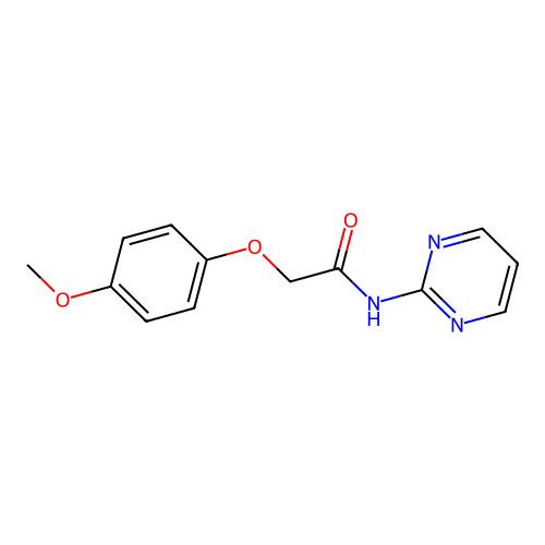 2-(4-methoxyphenoxy)-N-(pyrimidin-2-yl)acetamide structure