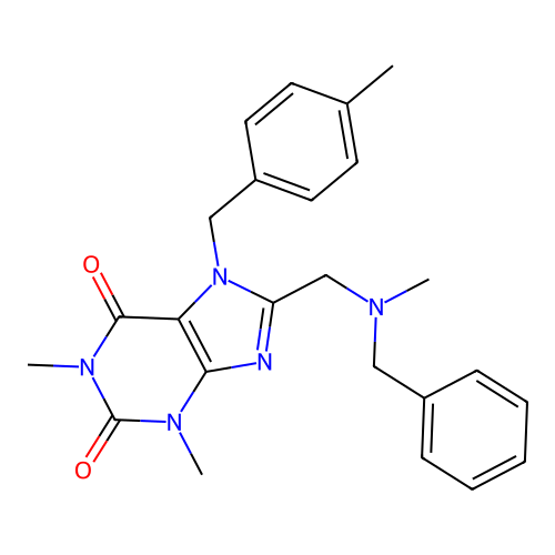 8-{[benzyl(methyl)amino]methyl}-1,3-dimethyl-7-(4-methylbenzyl)-3,7-dihydro-1H-purine-2,6-dione structure