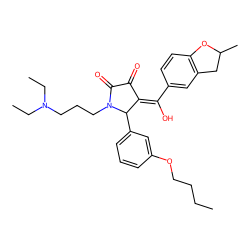 (4E)-5-(3-butoxyphenyl)-1-[3-(diethylamino)propyl]-4-[hydroxy-(2-methyl-2,3-dihydro-1-benzofuran-5-yl)methylidene]pyrrolidine-2,3-dione structure