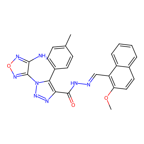 (E)-1-(4-amino-1,2,5-oxadiazol-3-yl)-N'-((2-methoxynaphthalen-1-yl)methylene)-5-(p-tolyl)-1H-1,2,3-triazole-4-carbohydrazide structure