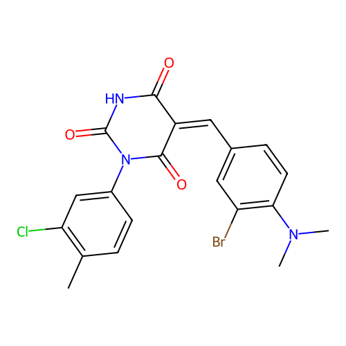 (5Z)-5-[[3-bromo-4-(dimethylamino)phenyl]methylidene]-1-(3-chloro-4-methylphenyl)-1,3-diazinane-2,4,6-trione structure