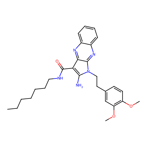 2-amino-1-(3,4-dimethoxyphenethyl)-N-heptyl-1H-pyrrolo[2,3-b]quinoxaline-3-carboxamide structure