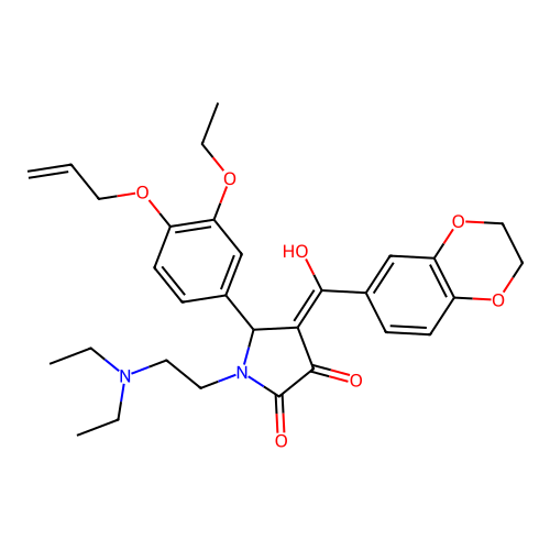 (4E)-1-(2-diethylaminoethyl)-4-[2,3-dihydro-1,4-benzodioxin-6-yl(hydroxy)methylidene]-5-(3-ethoxy-4-prop-2-enoxyphenyl)pyrrolidine-2,3-dione structure