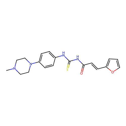 (2E)-3-(furan-2-yl)-N-{[4-(4-methylpiperazin-1-yl)phenyl]carbamothioyl}prop-2-enamide structure