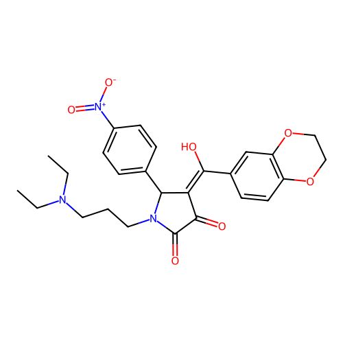 (4E)-1-[3-(diethylamino)propyl]-4-[2,3-dihydro-1,4-benzodioxin-6-yl(hydroxy)methylidene]-5-(4-nitrophenyl)pyrrolidine-2,3-dione structure