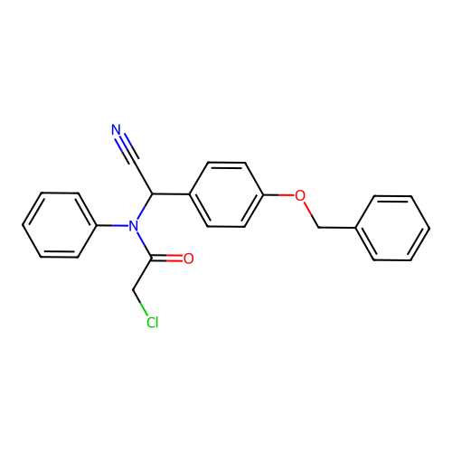 N-((4-(benzyloxy)phenyl)(cyano)methyl)-2-chloro-N-phenylacetamide structure