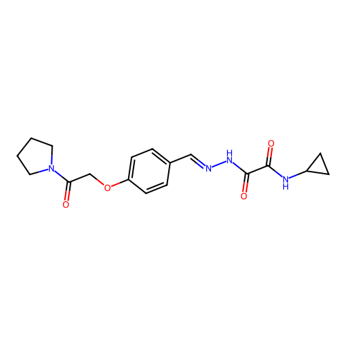 N-cyclopropyl-2-oxo-2-[(2E)-2-{4-[2-oxo-2-(pyrrolidin-1-yl)ethoxy]benzylidene}hydrazinyl]acetamide structure