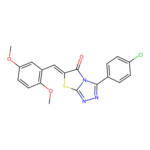 (Z)-3-(4-chlorophenyl)-6-(2,5-dimethoxybenzylidene)thiazolo[2,3-c][1,2,4]triazol-5(6H)-one structure