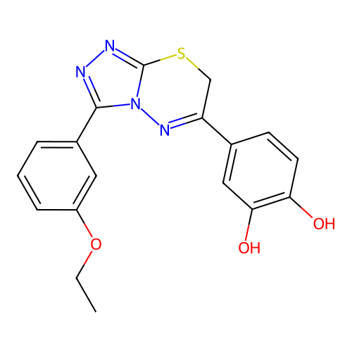 4-[3-(3-ethoxyphenyl)-7H-[1,2,4]triazolo[3,4-b][1,3,4]thiadiazin-6-yl]benzene-1,2-diol structure
