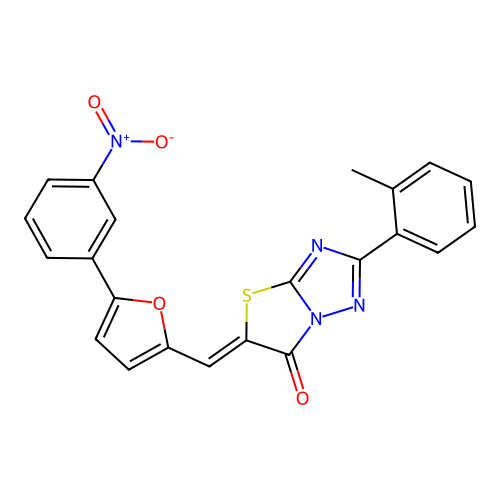 (5Z)-2-(2-methylphenyl)-5-[[5-(3-nitrophenyl)furan-2-yl]methylidene]-[1,3]thiazolo[3,2-b][1,2,4]triazol-6-one structure