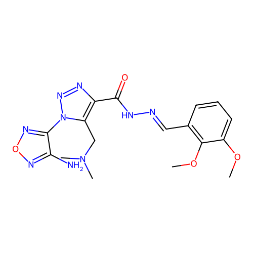 (E)-1-(4-amino-1,2,5-oxadiazol-3-yl)-N'-(2,3-dimethoxybenzylidene)-5-((dimethylamino)methyl)-1H-1,2,3-triazole-4-carbohydrazide structure