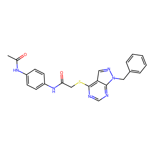 N-(4-acetamidophenyl)-2-((1-benzyl-1H-pyrazolo[3,4-d]pyrimidin-4-yl)thio)acetamide structure