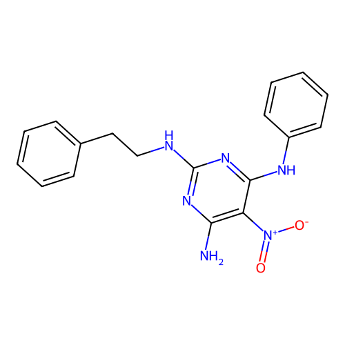 {6-Amino-5-nitro-2-[(2-phenylethyl)amino]pyrimidin-4-yl}phenylamine structure