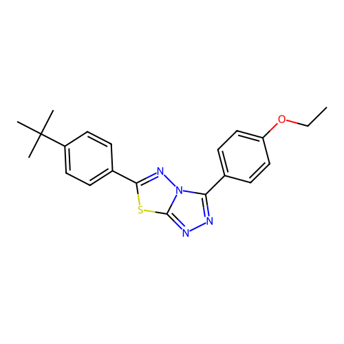 6-(4-(tert-butyl)phenyl)-3-(4-ethoxyphenyl)-[1,2,4]triazolo[3,4-b][1,3,4]thiadiazole structure