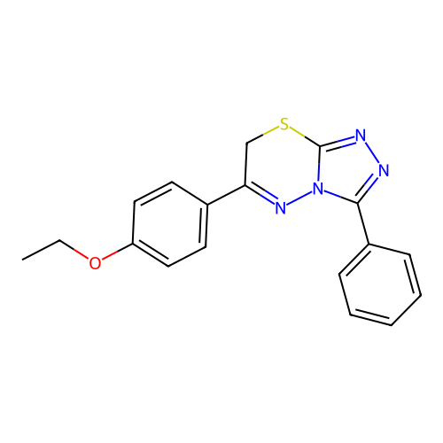 6-(4-ethoxyphenyl)-3-phenyl-7H-[1,2,4]triazolo[3,4-b][1,3,4]thiadiazine structure