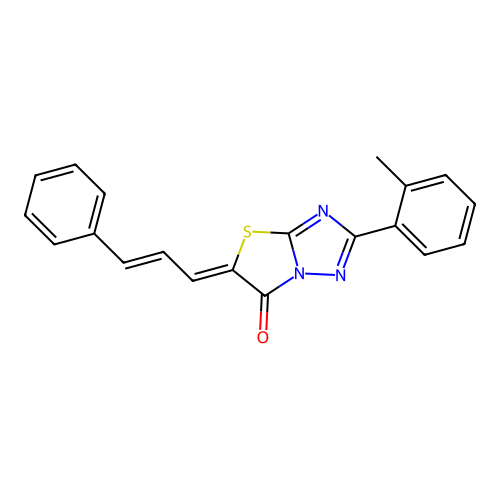 (Z)-5-((E)-3-phenylallylidene)-2-(o-tolyl)thiazolo[3,2-b][1,2,4]triazol-6(5H)-one structure