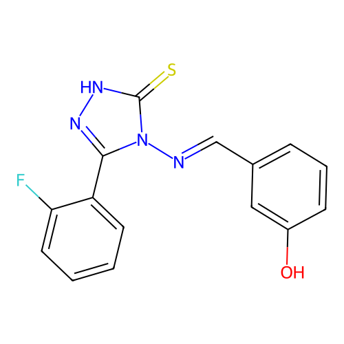 3-(((3-(2-Fluorophenyl)-5-mercapto-4H-1,2,4-triazol-4-YL)imino)methyl)phenol structure