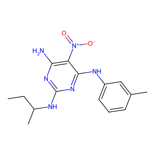 {6-Amino-2-[(methylpropyl)amino]-5-nitropyrimidin-4-yl}(3-methylphenyl)amine structure