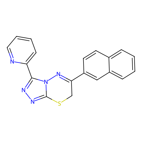 6-(naphthalen-2-yl)-3-(pyridin-2-yl)-7H-[1,2,4]triazolo[3,4-b][1,3,4]thiadiazine structure