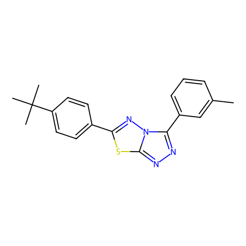 6-(4-(tert-butyl)phenyl)-3-(m-tolyl)-[1,2,4]triazolo[3,4-b][1,3,4]thiadiazole structure