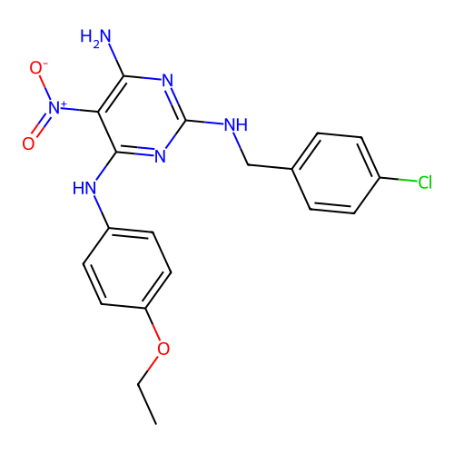 N~2~-(4-chlorobenzyl)-N~4~-(4-ethoxyphenyl)-5-nitropyrimidine-2,4,6-triamine structure