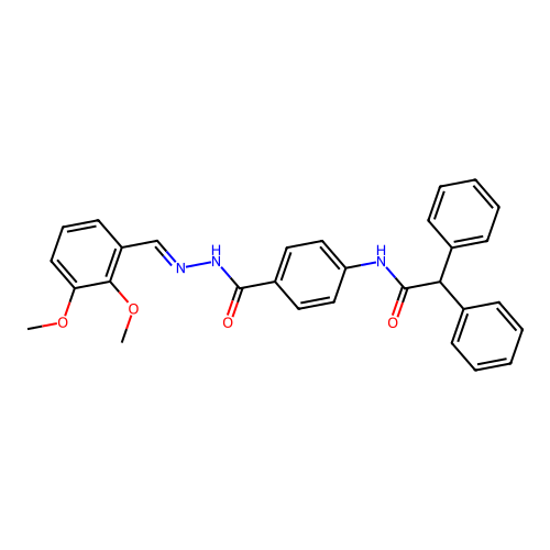 (E)-N-(4-(2-(2,3-dimethoxybenzylidene)hydrazinecarbonyl)phenyl)-2,2-diphenylacetamide structure
