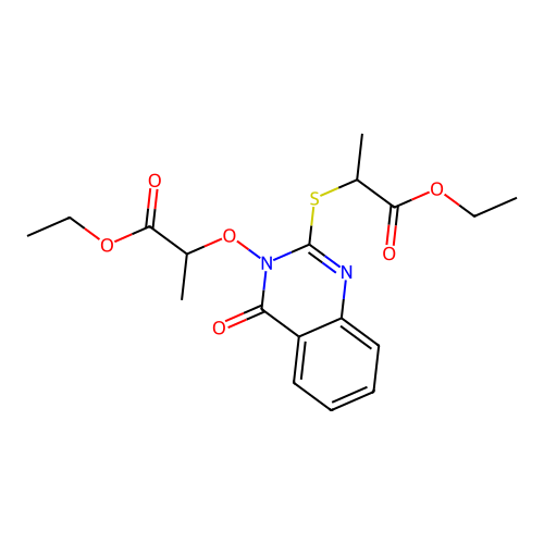 ethyl 2-((3-((1-ethoxy-1-oxopropan-2-yl)oxy)-4-oxo-3,4-dihydroquinazolin-2-yl)thio)propanoate structure