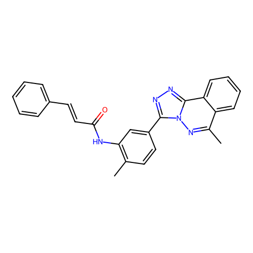 (2E)-N-[2-methyl-5-(6-methyl[1,2,4]triazolo[3,4-a]phthalazin-3-yl)phenyl]-3-phenylprop-2-enamide structure