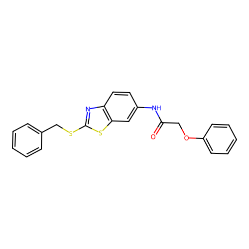 N-[2-(benzylsulfanyl)-1,3-benzothiazol-6-yl]-2-phenoxyacetamide structure