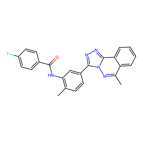 4-fluoro-N-(2-methyl-5-(6-methyl-[1,2,4]triazolo[3,4-a]phthalazin-3-yl)phenyl)benzamide structure