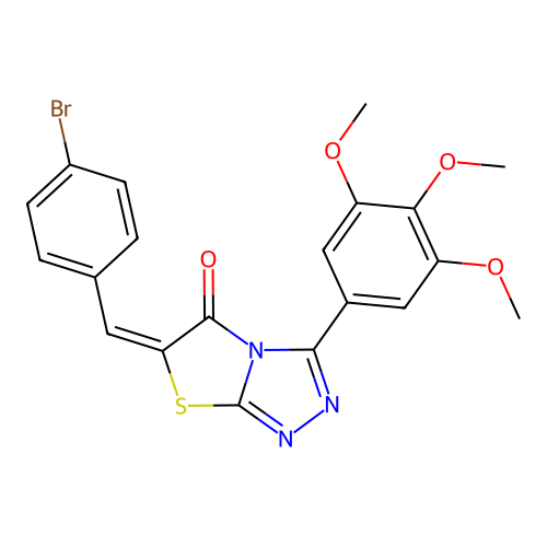 (6E)-6-[(4-bromophenyl)methylidene]-3-(3,4,5-trimethoxyphenyl)-[1,3]thiazolo[2,3-c][1,2,4]triazol-5-one structure