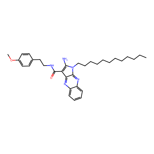 2-amino-1-dodecyl-N-(4-methoxyphenethyl)-1H-pyrrolo[2,3-b]quinoxaline-3-carboxamide structure