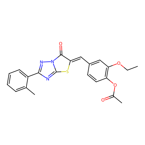 (Z)-2-ethoxy-4-((6-oxo-2-(o-tolyl)thiazolo[3,2-b][1,2,4]triazol-5(6H)-ylidene)methyl)phenyl acetate structure