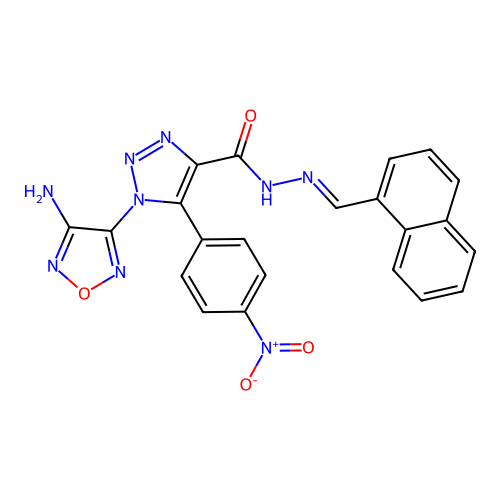 (E)-1-(4-amino-1,2,5-oxadiazol-3-yl)-N'-(naphthalen-1-ylmethylene)-5-(4-nitrophenyl)-1H-1,2,3-triazole-4-carbohydrazide structure
