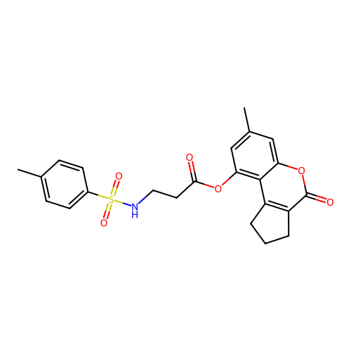 (7-methyl-4-oxo-2,3-dihydro-1H-cyclopenta[c]chromen-9-yl) 3-[(4-methylphenyl)sulfonylamino]propanoate structure
