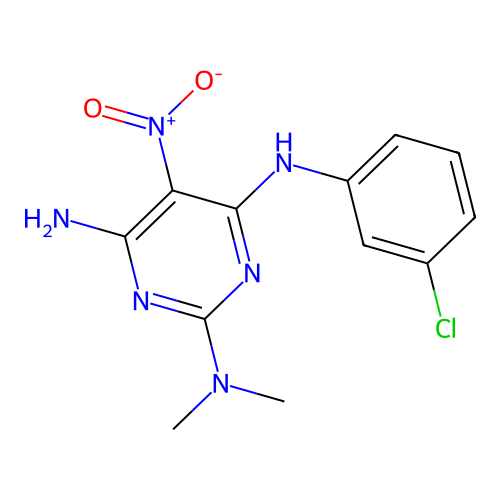 {4-Amino-6-[(3-chlorophenyl)amino]-5-nitropyrimidin-2-yl}dimethylamine structure