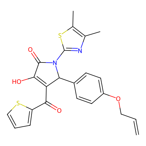 (4E)-1-(4,5-dimethyl-1,3-thiazol-2-yl)-4-[hydroxy(thiophen-2-yl)methylidene]-5-[4-(prop-2-en-1-yloxy)phenyl]pyrrolidine-2,3-dione structure