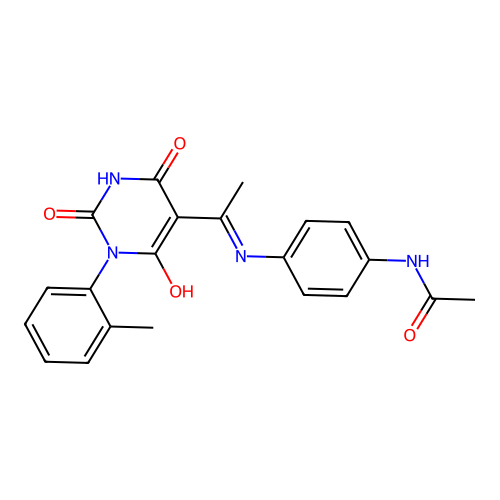 (E)-N-(4-((1-(2,4,6-trioxo-1-(o-tolyl)tetrahydropyrimidin-5(2H)-ylidene)ethyl)amino)phenyl)acetamide structure