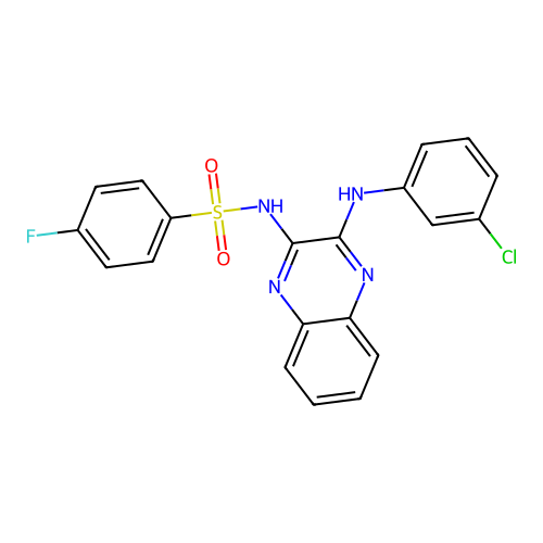 N-(3-((3-chlorophenyl)amino)quinoxalin-2-yl)-4-fluorobenzenesulfonamide structure