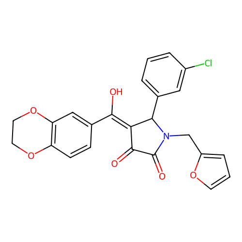 (4E)-5-(3-Chlorophenyl)-4-[(2,3-dihydro-1,4-benzodioxin-6-yl)hydroxymethylene]-1-(2-furanylmethyl)-2,3-pyrrolidinedione structure