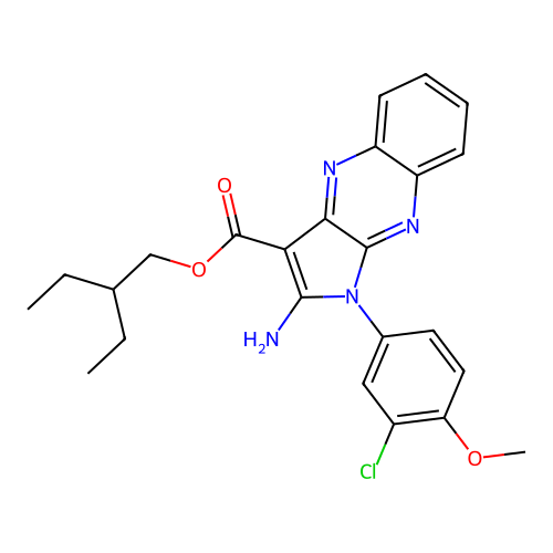2-ethylbutyl 2-amino-1-(3-chloro-4-methoxyphenyl)-1H-pyrrolo[2,3-b]quinoxaline-3-carboxylate structure