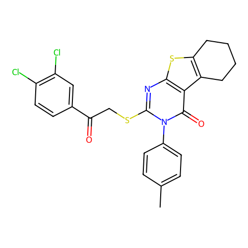 2-((2-(3,4-dichlorophenyl)-2-oxoethyl)thio)-3-(p-tolyl)-5,6,7,8-tetrahydrobenzo[4,5]thieno[2,3-d]pyrimidin-4(3H)-one structure