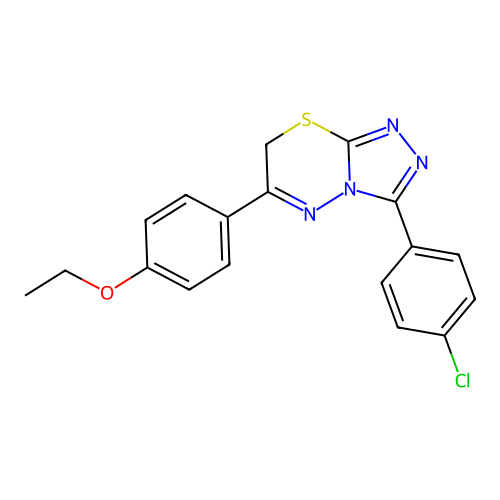 3-(4-chlorophenyl)-6-(4-ethoxyphenyl)-7H-[1,2,4]triazolo[3,4-b][1,3,4]thiadiazine structure