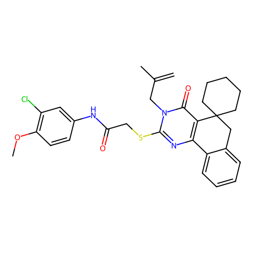 N-(3-chloro-4-methoxyphenyl)-2-((3-(2-methylallyl)-4-oxo-4,6-dihydro-3H-spiro[benzo[h]quinazoline-5,1'-cyclohexan]-2-yl)thio)acetamide structure