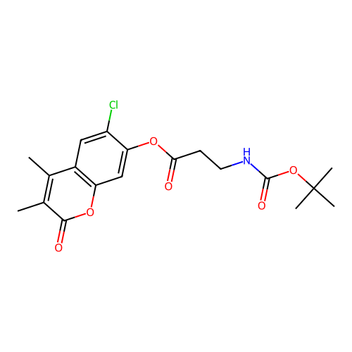 6-chloro-3,4-dimethyl-2-oxo-2H-chromen-7-yl 3-((tert-butoxycarbonyl)amino)propanoate structure