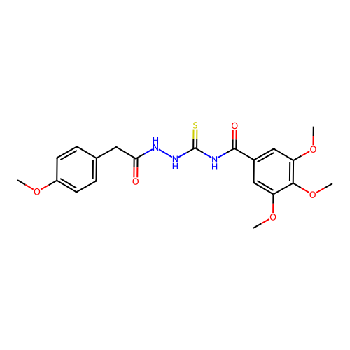 3,4,5-trimethoxy-N-({2-[(4-methoxyphenyl)acetyl]hydrazinyl}carbonothioyl)benzamide structure