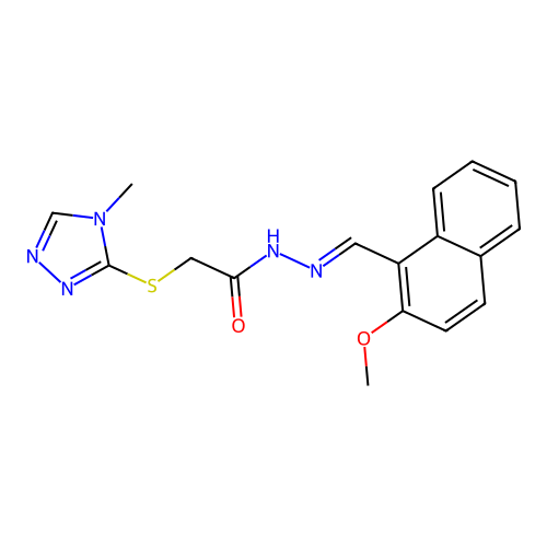 (E)-N'-((2-methoxynaphthalen-1-yl)methylene)-2-((4-methyl-4H-1,2,4-triazol-3-yl)thio)acetohydrazide structure