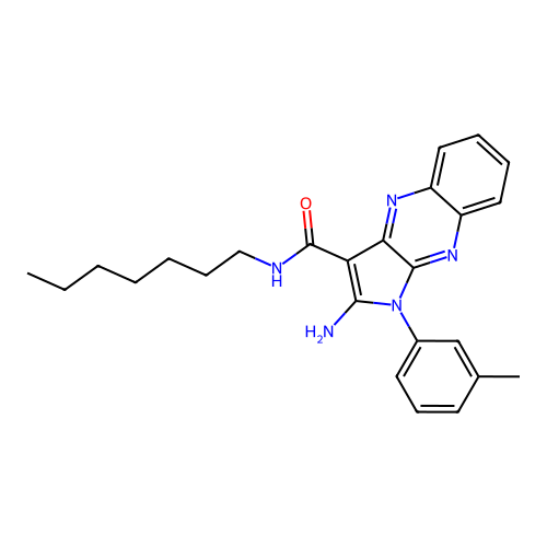 2-amino-N-heptyl-1-(3-methylphenyl)-1H-pyrrolo[2,3-b]quinoxaline-3-carboxamide structure